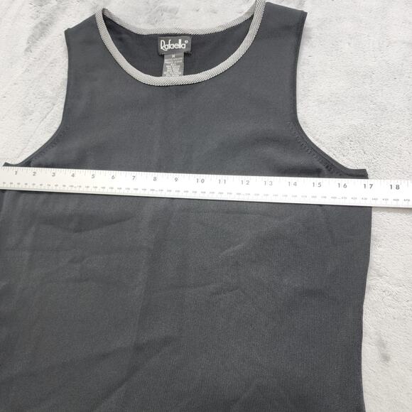Rafaella Top Womens M Black White Houndstooth Trim Sleeveless Stretch Knit Shell - Picture 7 of 9
